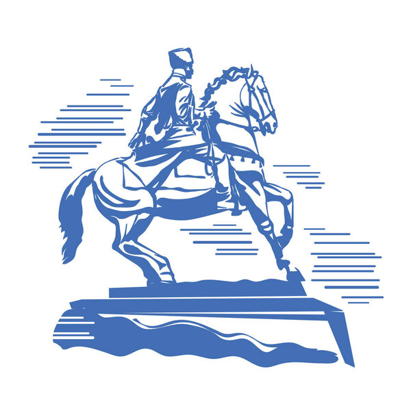 A statue of a Cossack riding a galloping horse