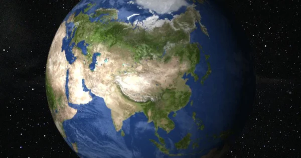 Asian continent map zooming out into the space