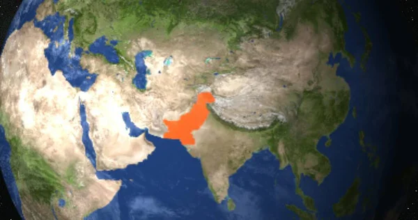 Earth globe with country of Pakistan highlighted in red