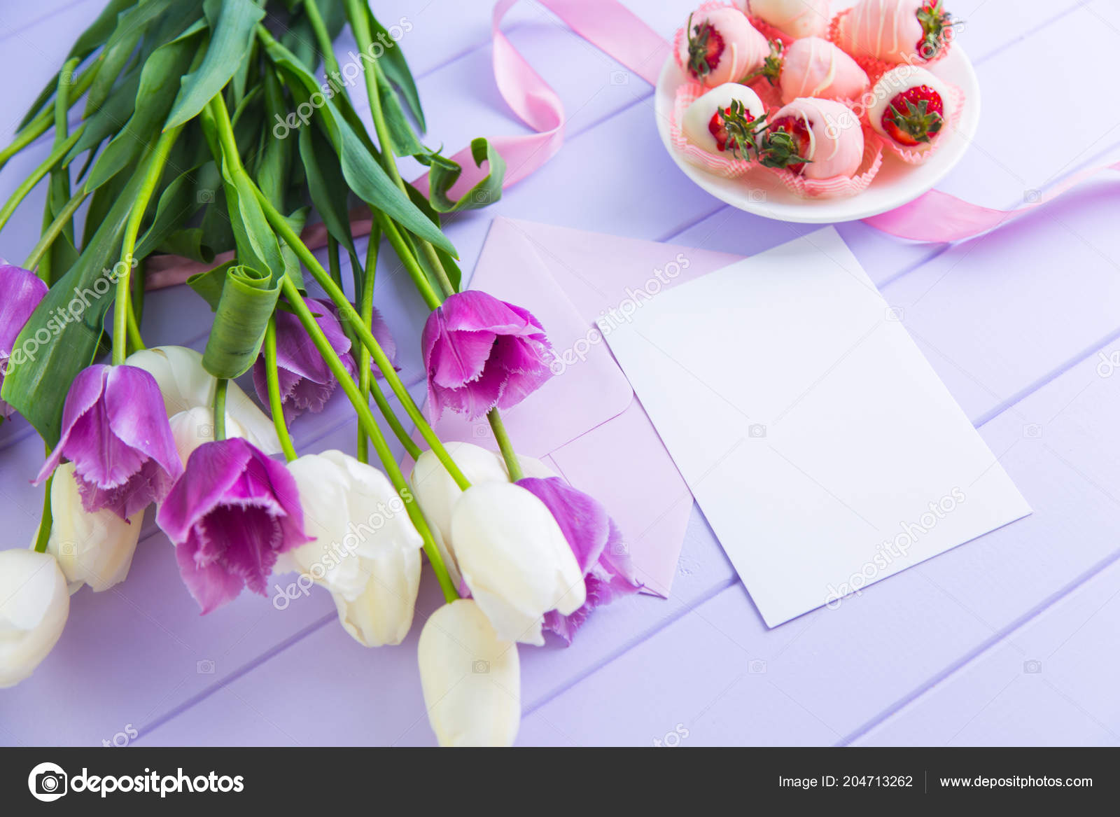 Clear Sheet Paper Envelope Strawberry Chocolate Bouquet White