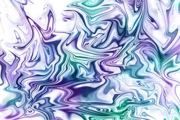 Digital fluid art design, imitation of marble stone or liquids. White, purple and green contrast abstract background — Stock Photo, Image