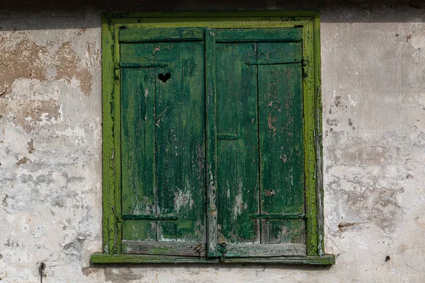 Old Green Doors Windows — Stock Photo, Image