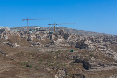 Santorini Adası 'nda kano turu.