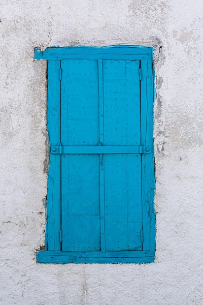 Puerta Azul Calle Santorini —  Fotos de Stock