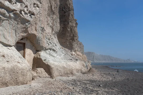 Sandstenkusten Santorini Solig Dag — Stockfoto