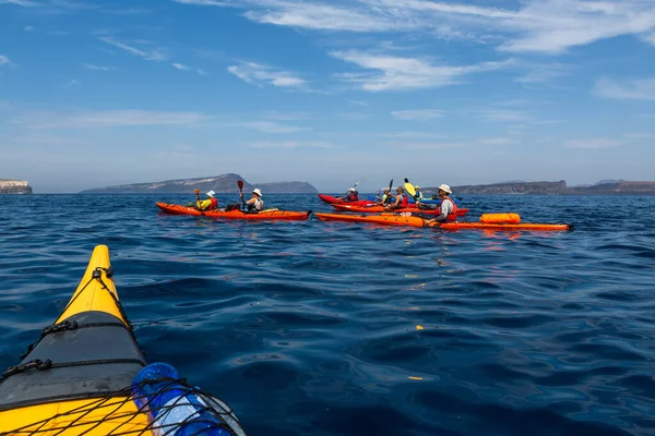 Kayaks Santorini Coast Travel Concept — Stock Photo, Image