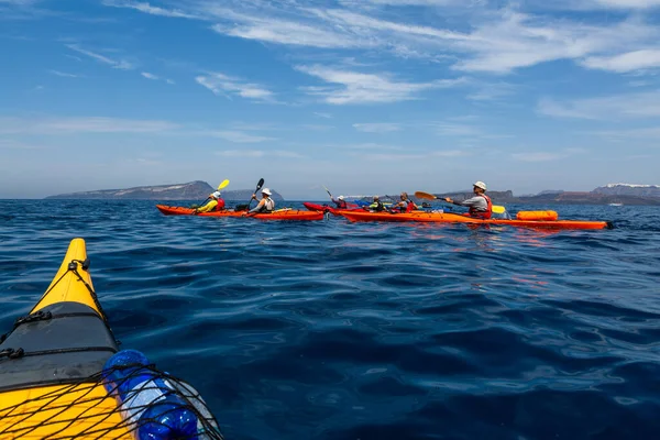 Kayaks Sur Côte Santorin Concept Voyage — Photo