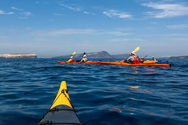 Kayaks Sur Côte Santorin Concept Voyage — Photo