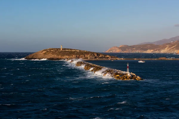 Naxos Und Santorin Vom Meer Aus — Stockfoto