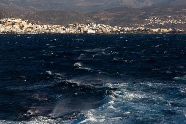 white waves in blue Mediterranean sea
