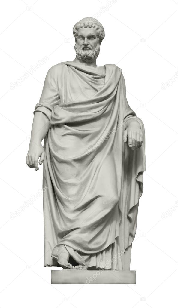 Statue of great ancient Greek philosopher Plato. Isolated on white