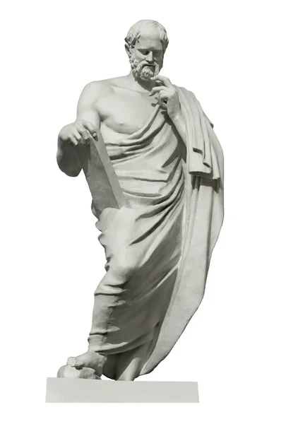 Staty Euklid Den Store Grekiske Matematikern Grundaren Geometrin Isolerad Vitt — Stockfoto