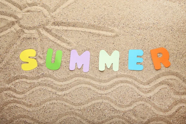 Надпись Summer Beach Sand — стоковое фото