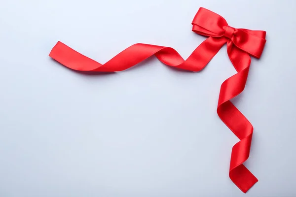 Red Bow Ribbon Grey Background — Stock Photo, Image