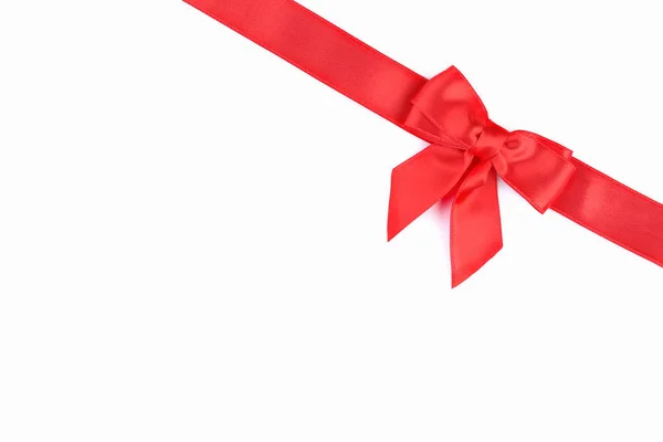 Red Bow Ribbon Isolated White Background — Stock Photo, Image