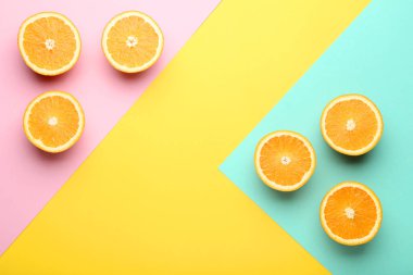 Portakal renkli arka plan üzerinde yukarıdan