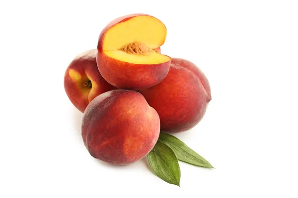 Nectarine Dulci Fructe Izolate Fundal Alb — Fotografie, imagine de stoc