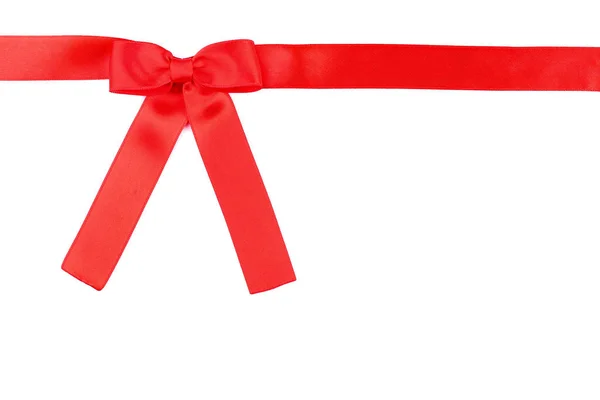 Red Bow Ribbon Grey Background — Stock Photo, Image