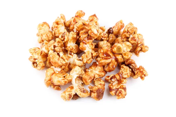 Karamelový Popcorn Izolované Bílém Pozadí — Stock fotografie