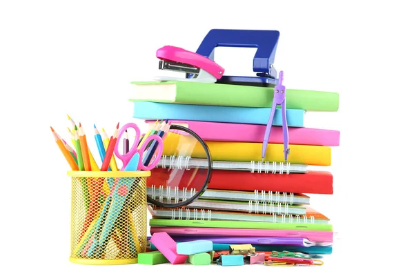 School Supplies Books White Background — Stock Photo, Image