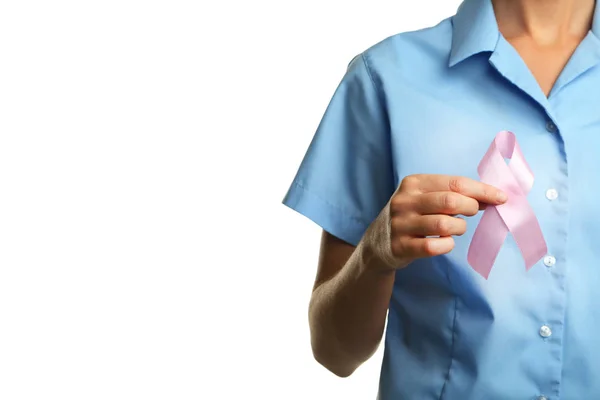 Lekarz Posiadający Różową Wstążką Koncepcja Medycyna — Zdjęcie stockowe