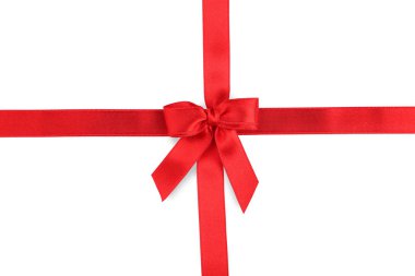 kurdele beyaz zemin üzerine izole kırmızı yay