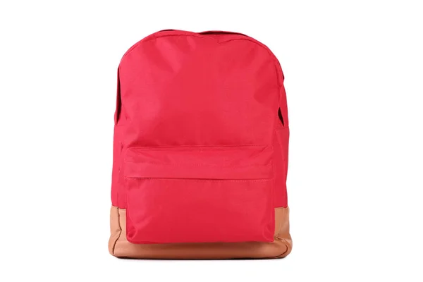 孤立在白色背景上的红色学校背包 — 图库照片