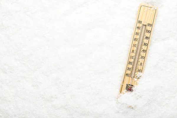 Wooden Thermometer White Snow — Stock Photo, Image