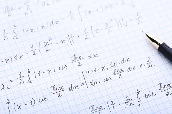 Esercizio Libro Con Formule Matematica Penna — Foto Stock