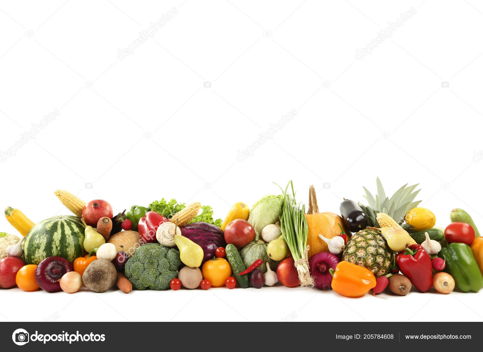 Ripe Fruits Vegetables White Background — Stock Photo © 5seconds 205784608