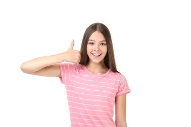 güzel genç kız beyaz zemin üzerine