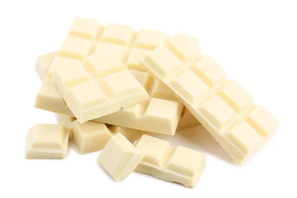 Шоколадні Шматочки Білому Тлі — стокове фото