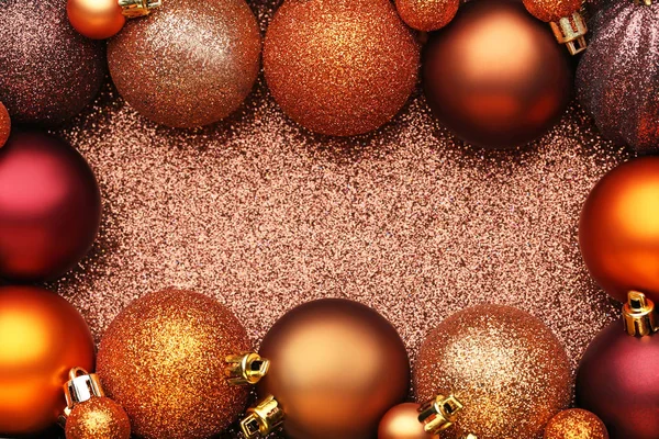 Fondo Bolas Navidad Marrón Primer Plano — Foto de Stock