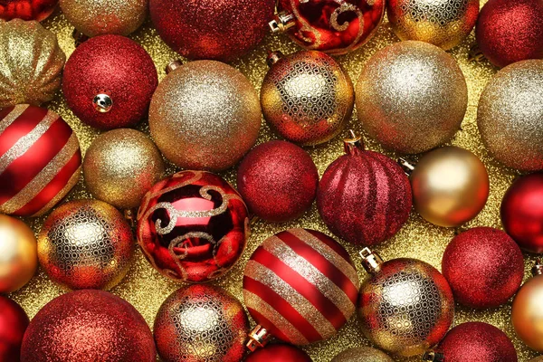 Oro Rojo Navidad Baubles Fondo — Foto de Stock
