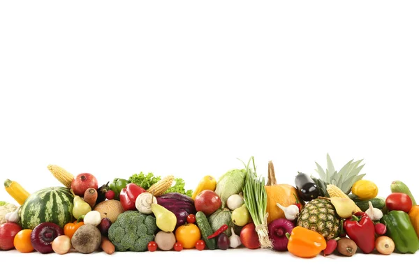 Frutas Verduras Maduras Sobre Fondo Blanco —  Fotos de Stock