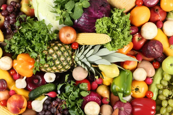 Ripe Fruits Vegetables Background Stock Photo