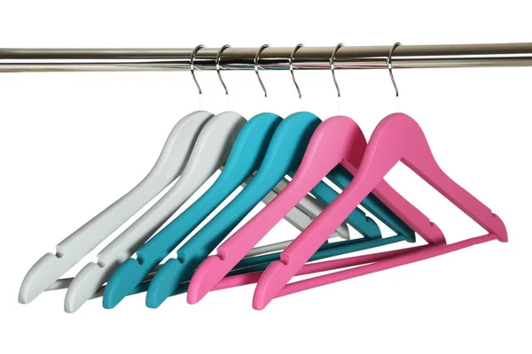 Colorful Clothes Hangers White Background — Stock Photo, Image