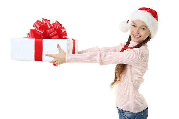 Молодая Красивая Девушка Держит Руках Подарочные Коробки Изолированы Белом Фоне — стоковое фото