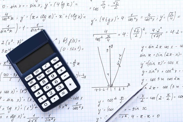 Cvičebnice Matematické Vzorce Kalkulačka — Stock fotografie