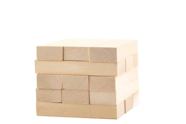 Wooden Blocks Tower Game Isolated White — Stock Photo, Image