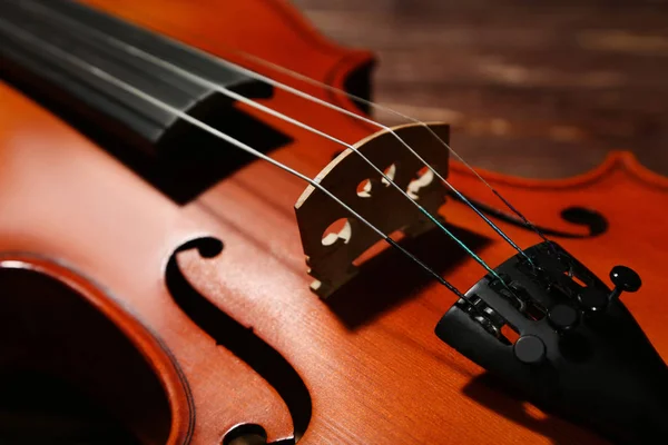 Violín Sobre Mesa Madera — Foto de Stock