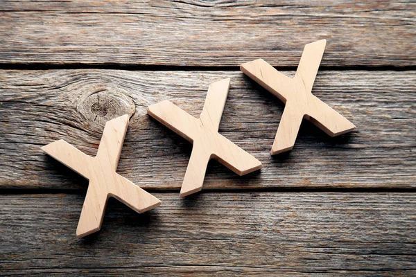 Gioco Legno Tic Tac Toe Sul Tavolo Grigio — Foto Stock