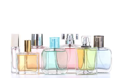 Perfume bottles isolated on white background clipart