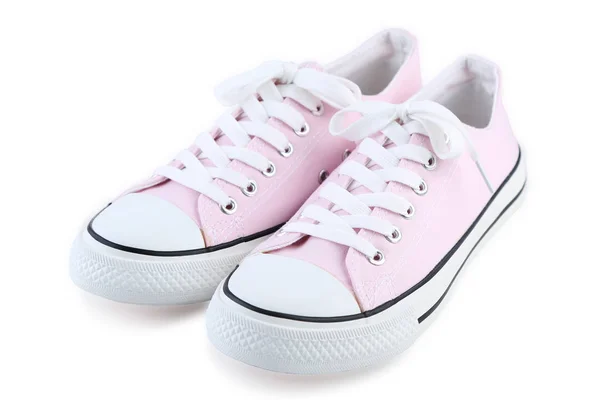 Paar Roze Sneakers Geïsoleerd Witte Achtergrond — Stockfoto