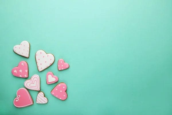 Valentine Σπιτικό Cookies Φόντο Μέντα — Φωτογραφία Αρχείου