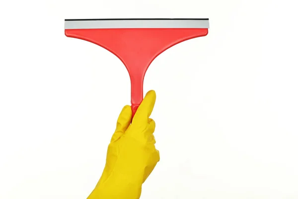 Beyaz Arka Plan Üzerinde Windows Için Temizleme Aracıdır Tutan Eller — Stok fotoğraf