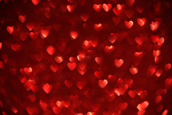 Schöne Rote Herz Bokeh Hintergrund — Stockfoto