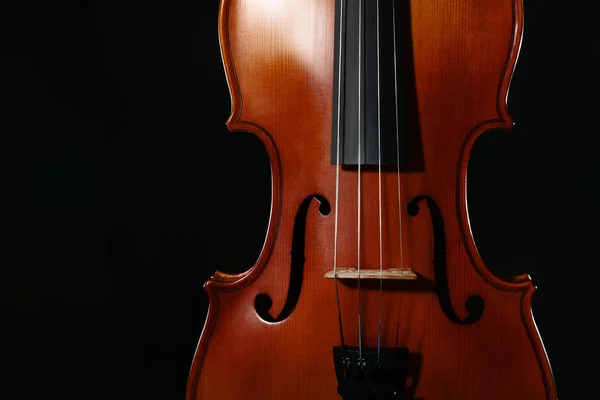 Close Violino Musical Sobre Fundo Preto — Fotografia de Stock