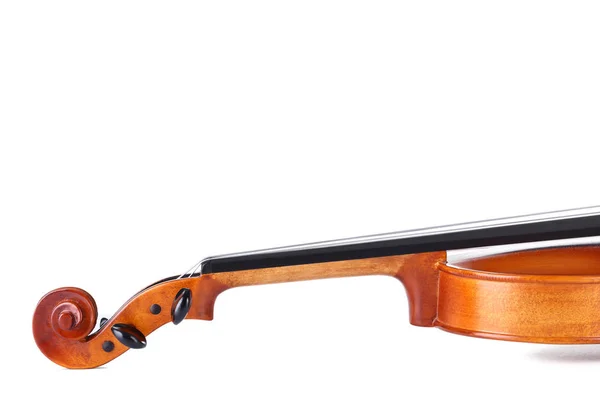 Nahaufnahme Der Geige Isoliert Auf Weißem Hintergrund — Stockfoto