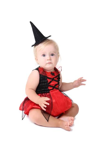 Baby Girl Halloween Costume White Background — Stock Photo, Image